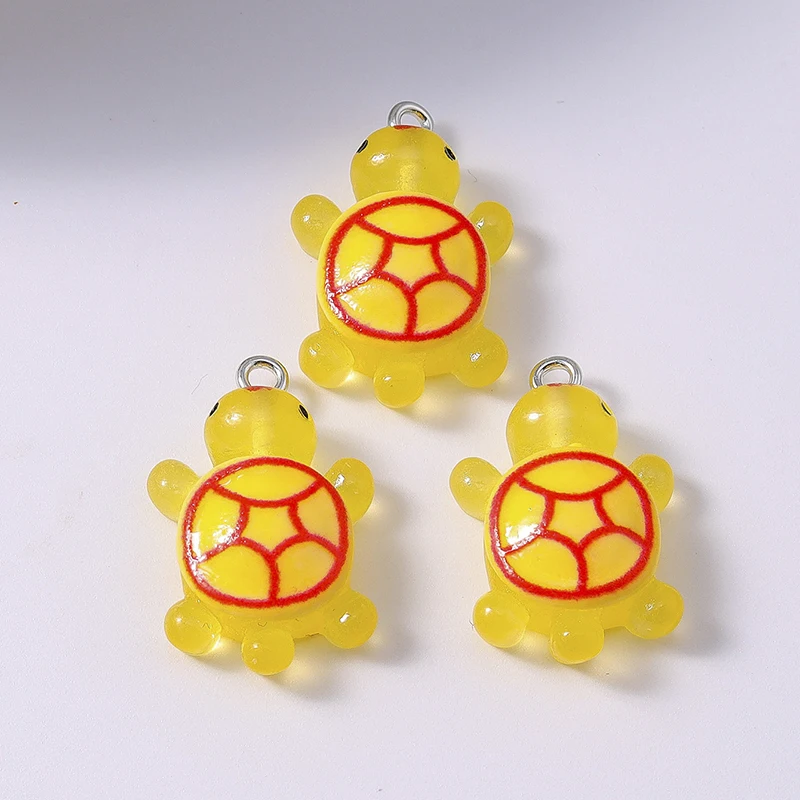 10 Stück bunte Cartoon-Tier-Schildkröten-Anhänger für die Schmuckherstellung, Ohrhänger, Halsketten, Armbänder, DIY-Bastelzubehör – Detail 11