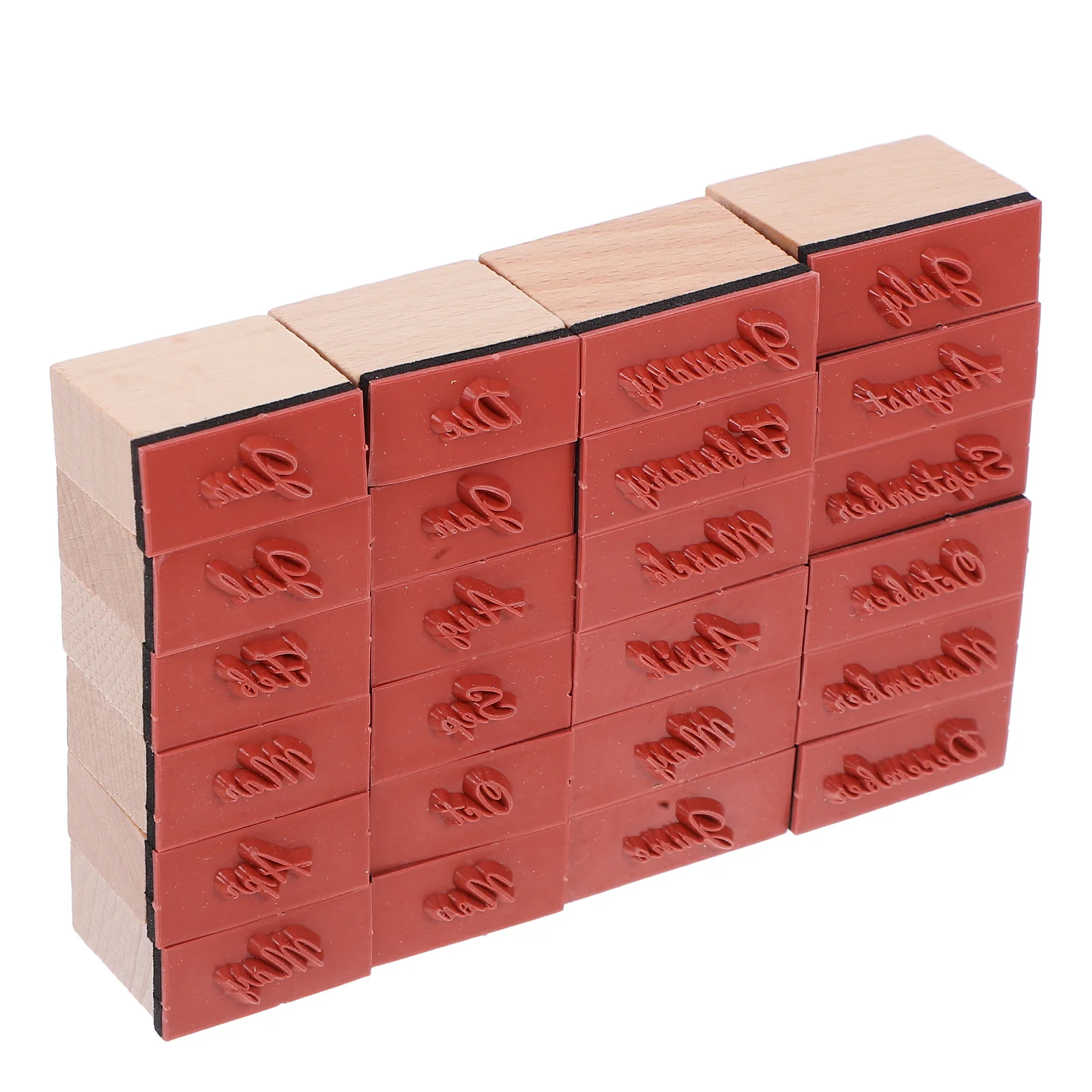 

24pcs Month Rubber Stamps Monthly Seal For Planners Diaries Calendars Wood Mounted Stamp Set Diy Scrapbooking Craft Journaling