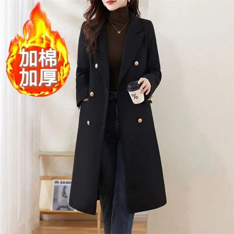

Thicken High-end Spring Autumn Winter Woolen Coat Jacket Women Coat Temperament Korean Style 2025 New Woolen blend Outerwear