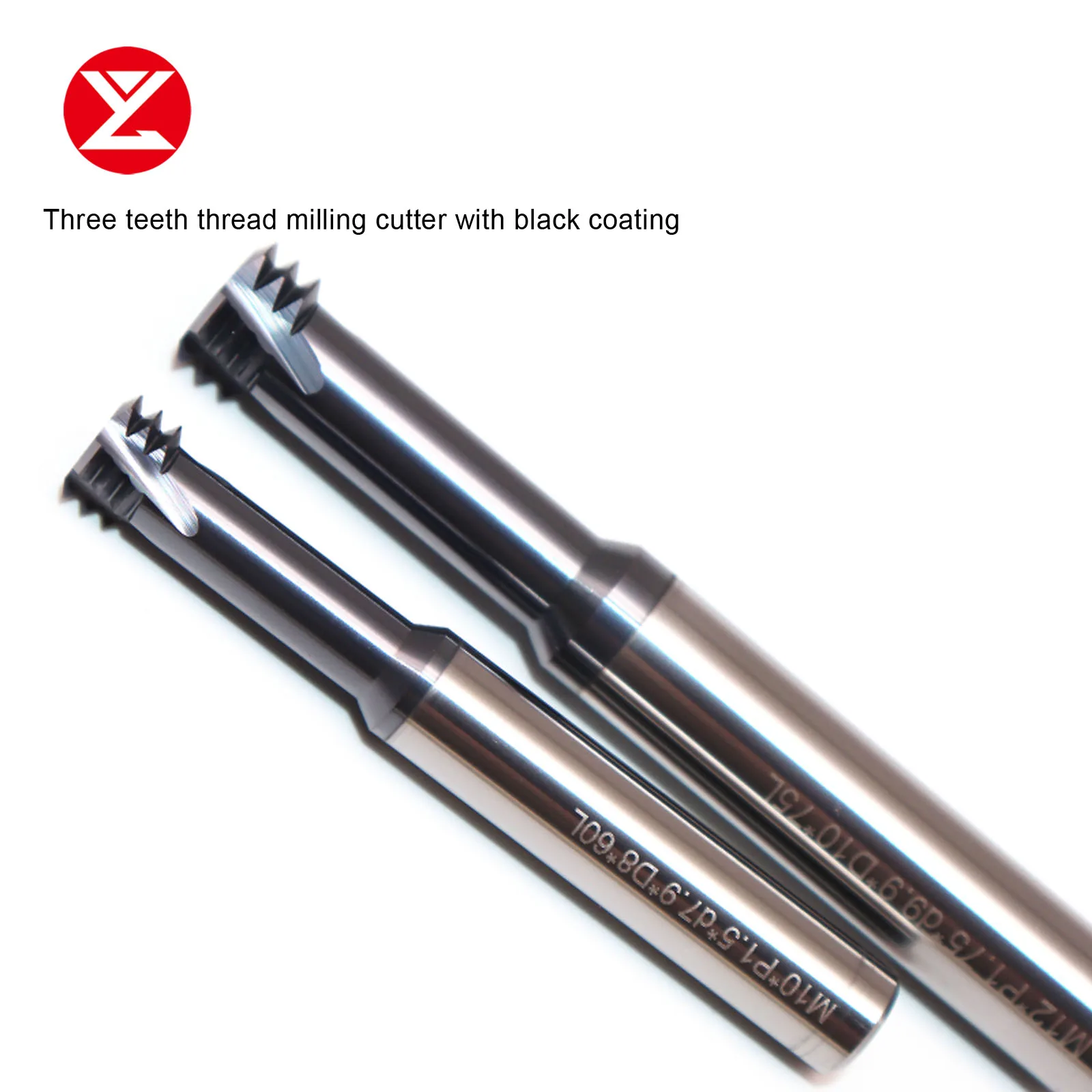 HRC60 Import Balzers coating three teeth thread cutter metric single cutting milling cutter carbide tungsten steel milling