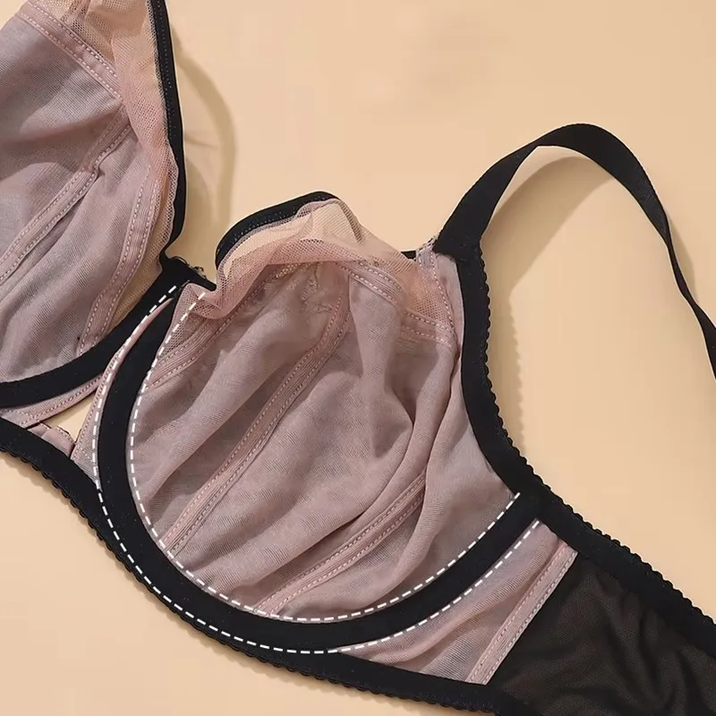 Womens Non Padded Minimizer Bras Full Coverage Lace Sheer Underwire Female Breathable Lingerie 34 36 38 40 42 F FF G GG H HH — zdjęcie 5