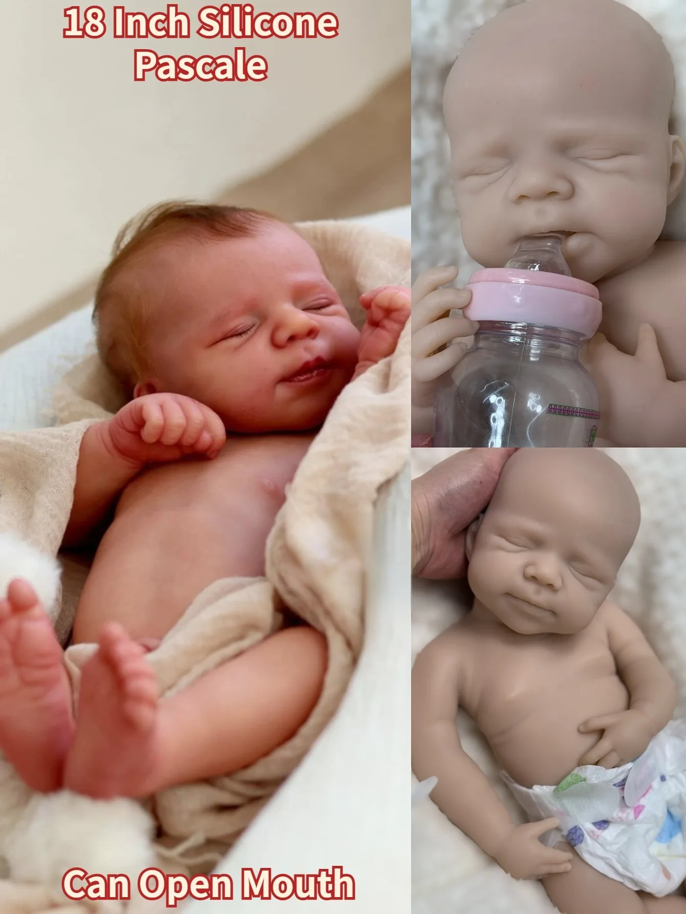 18 Inch 46 Cm Full Body Silicone Pascale Unpainted Silicone Girl Doll Handmade Lifelike Soft Touch Bebe Newborn Baby Doll