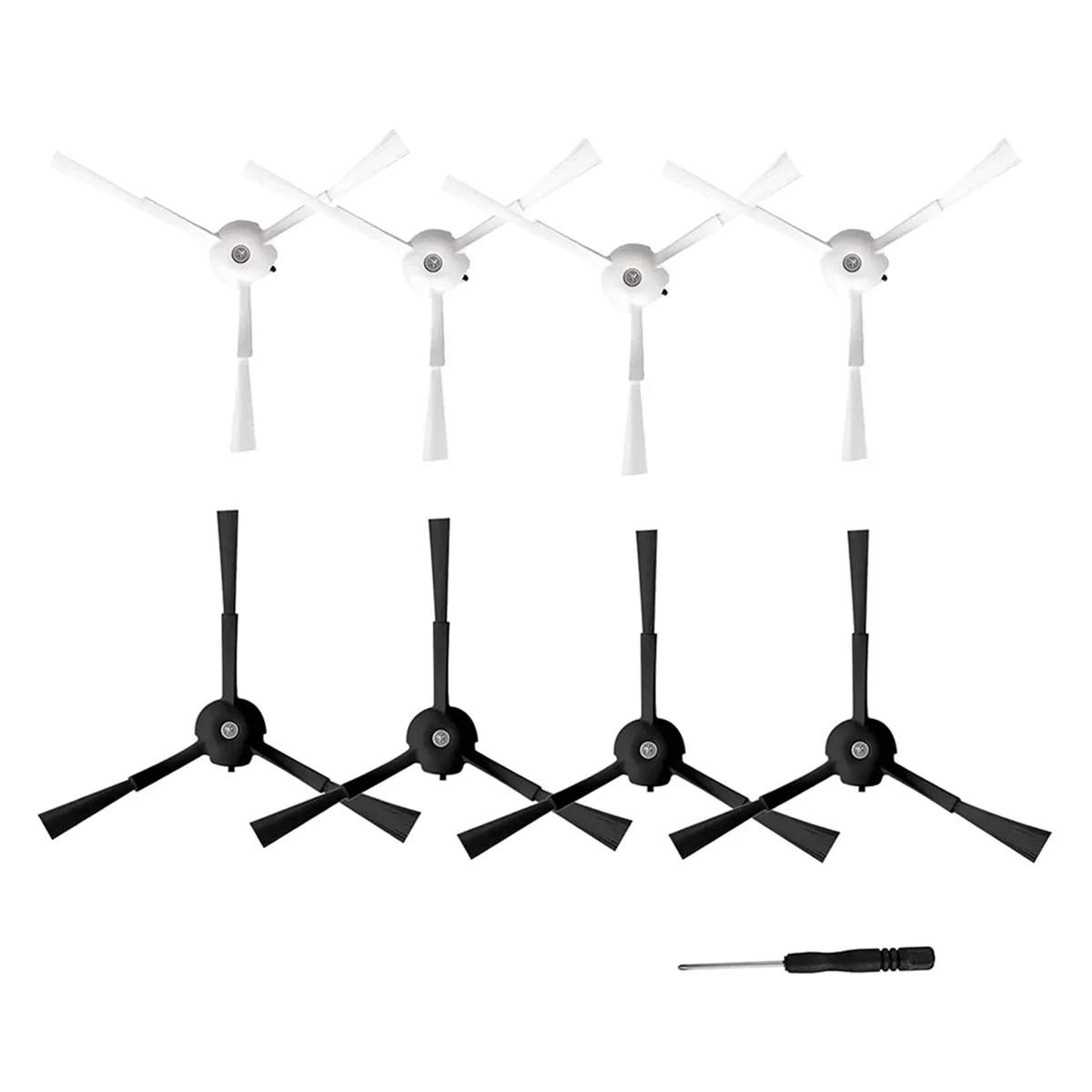 FZFZ 8 peças de acessórios de escova lateral para peças de reposição de aspirador de pó robô Q /P10, escova lateral preta e branca