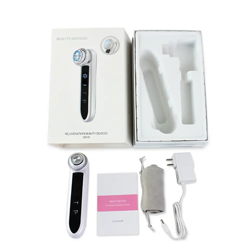 Outil professionnel de soins de la peau du visage rouge et bleu, batterie aste, RF, EMS, radio-récupération, beauté du visage, santé