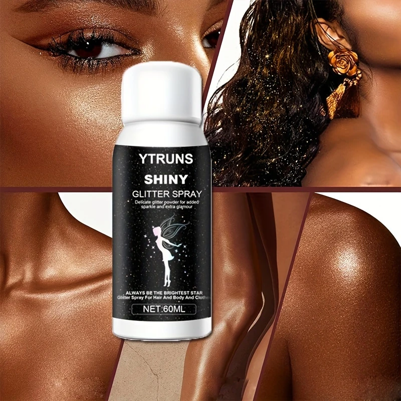 Błyszczący rozświetlacz w sprayu - 60ml, wysoki połysk, efekt shimmer na usta, oczy, twarz i włosy, idealny na imprezy, podkreślający makijaż.