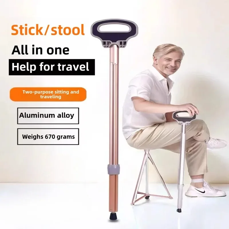 

Titanium Alloy Crutches Stool Climbing and Hiking Cane Taking Walkers for Elderly Leisure Mountaineering and Hiking Tools