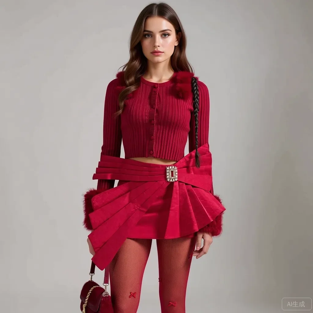 

Новое поступление 2026, женская мини-юбка с высокой талией, асимметричная атласная красная юбка с бантом и пряжкой со стразами, вечерние клубные сексуальные модные