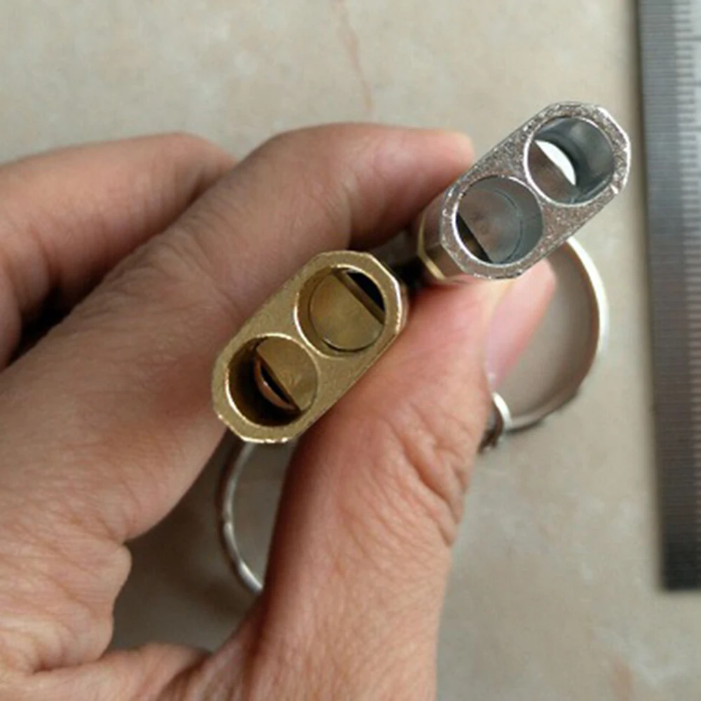 Sifflet d'extérieur portable en alliage d'aluminium, tube de touristes, clé de survie, outils de camping, double tube mort élevé