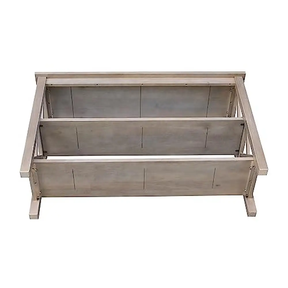 Solid Wood Console Table 2 Shelves Washed Gray Taupe Rectangular Design 30"H Residential Use image 3
