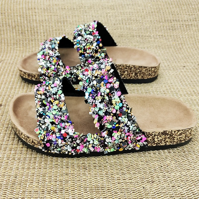 Women Slipper Women Double-Layer Rhinestone Outdoor Non-slip Beach Sandals