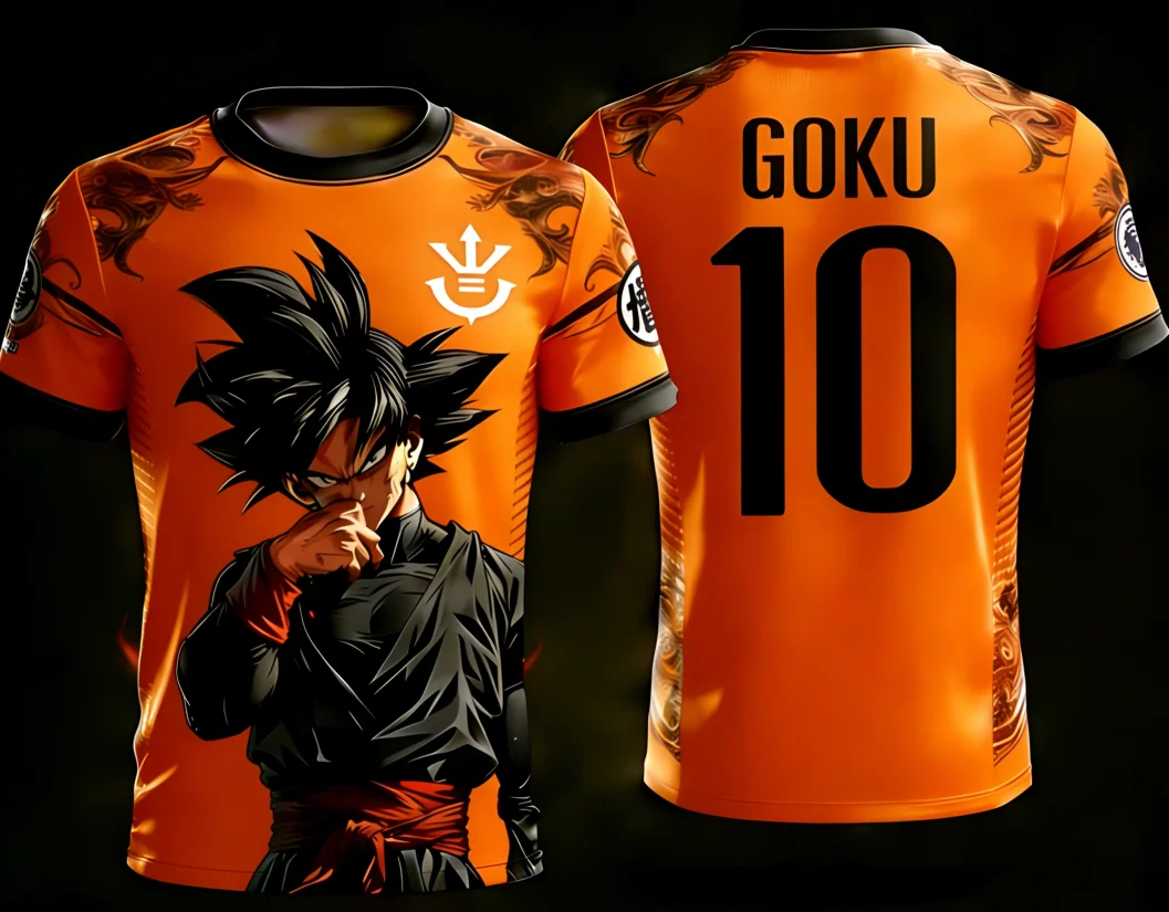 

2026 Authentic Dragon Ball 3D Printed Goku No.10 Football Training Jersey Adult & Kid S-6XL 90cm-160cm Trendy Tees