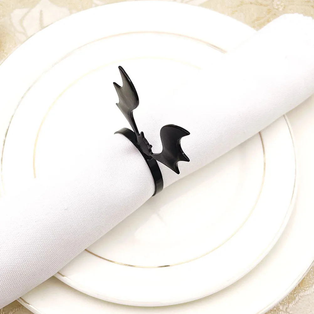 

4Pcs Halloween Bat Napkin Buckles Elegant Dining Table Accessories Sparkle in Light Festive Event Decor Halloween Decors
