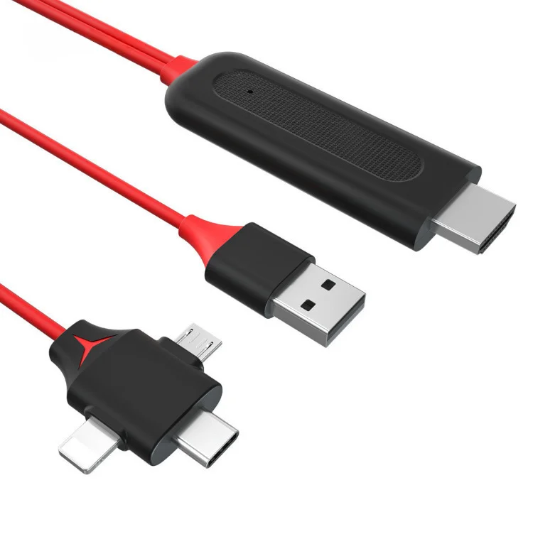 3 في 1 محول محول مرآة يلقي MHL كابل مايكرو USB نوع C إلى HDMI-آيفون باد أندرويد الهاتف التلفزيون العارض محول جديد