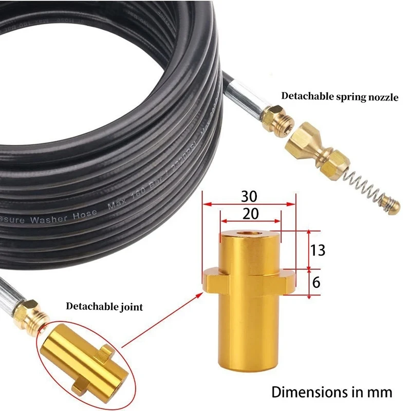 Imagem -03 - Mangueira de Limpeza de Drenagem de Esgoto Kit de Limpeza de Tubulação Lavadora de Pressão Mangueira de Lavagem de Carro Karcher k2 k3 k4 k5 k6 k7 5m30m