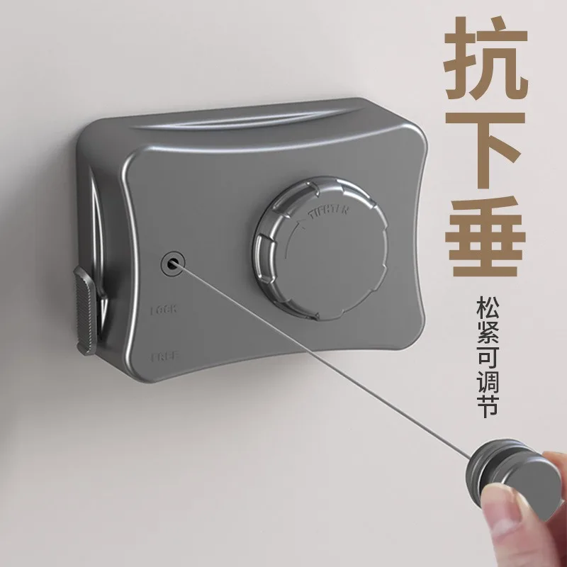 格納式物干し 5 メートル抗たるみ衣類乾燥洗濯ライン屋内省スペース壁掛け目に見えない新しい