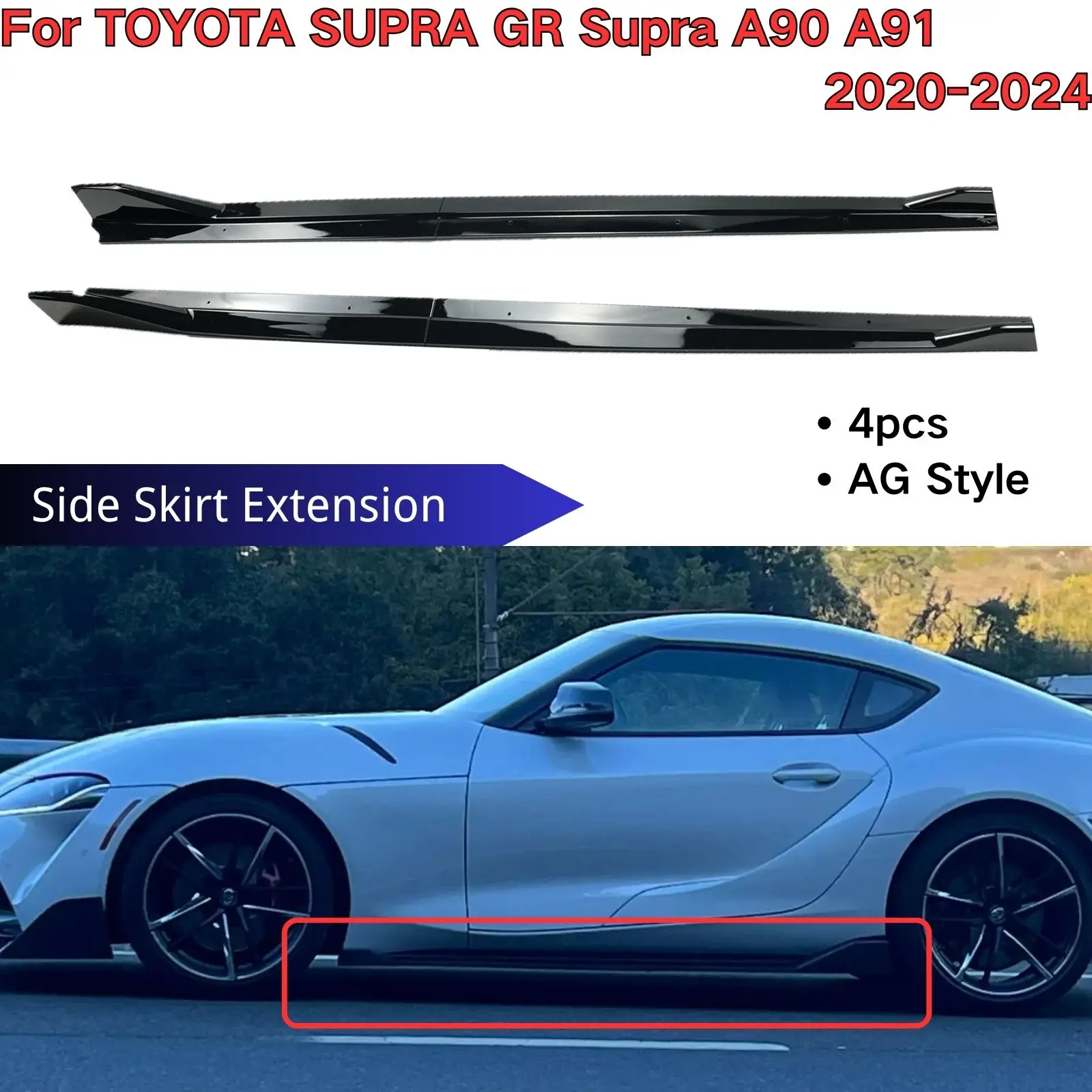 

Боковые юбки в стиле AG для TOYOTA SUPRA GR Supra A90 A91 2020-2024, автомобильные аксессуары, удлинители из углеродного волокна, рассеиватель