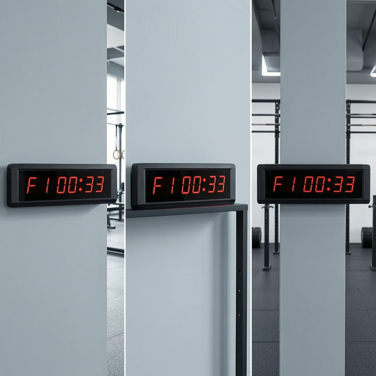 Gym Timer with Wireless Controller Wall-Mountable LED Workout Clock Interval Timer 6-Digit Compact for Athletes, Fitness Studio