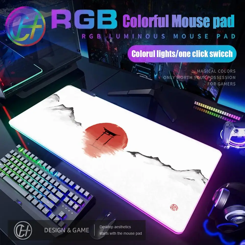 

Art Black Mouse Pad RGB Gaming Mouse Pad Desk Mat HD Gamer Large LED Light XXL MousePads PC Computer Carpet