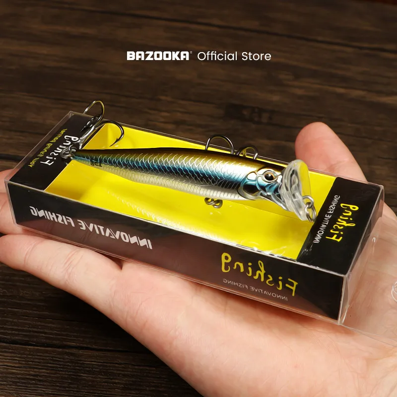 Bazooka 15g umpan pancing Crankbait Popper tenggelam umpan keras wobbler ikan kecil hitam mengambang VIB berputar Walker Bass Pike musim dingin