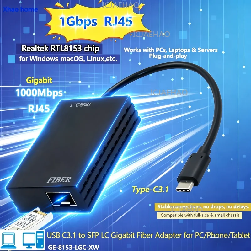 

HDMI-compatible Extender over single SFP USB 3.0 Network Card to1000Mbps Ethernet Video Extension Transmission for TV PC Lapto