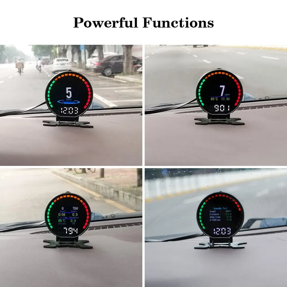 AD P15 Head-Up Display Car OBD HUD Digital Speedometer RPM Voltage Boost Turbine Pressure Oil Water Temp Gauge Overspeed Warning