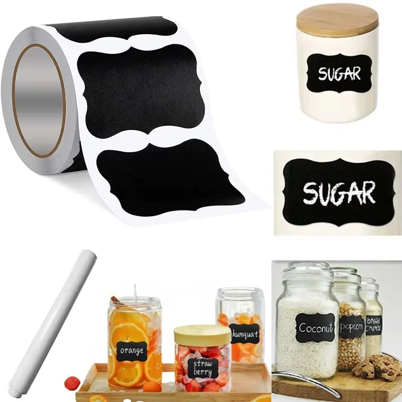 120Pcs Removable Blackboard Stickers Labels Waterproof Reusable Chalkboard Labels Spice Writing Labels Household Bottle Labels