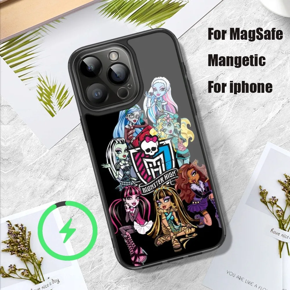 Cartoom M-Monster H-High Phone Case For iPhone 11 12 13 14 15 Pro Max Plus Mini Magsafe Magnetic Wireless Charging Shell