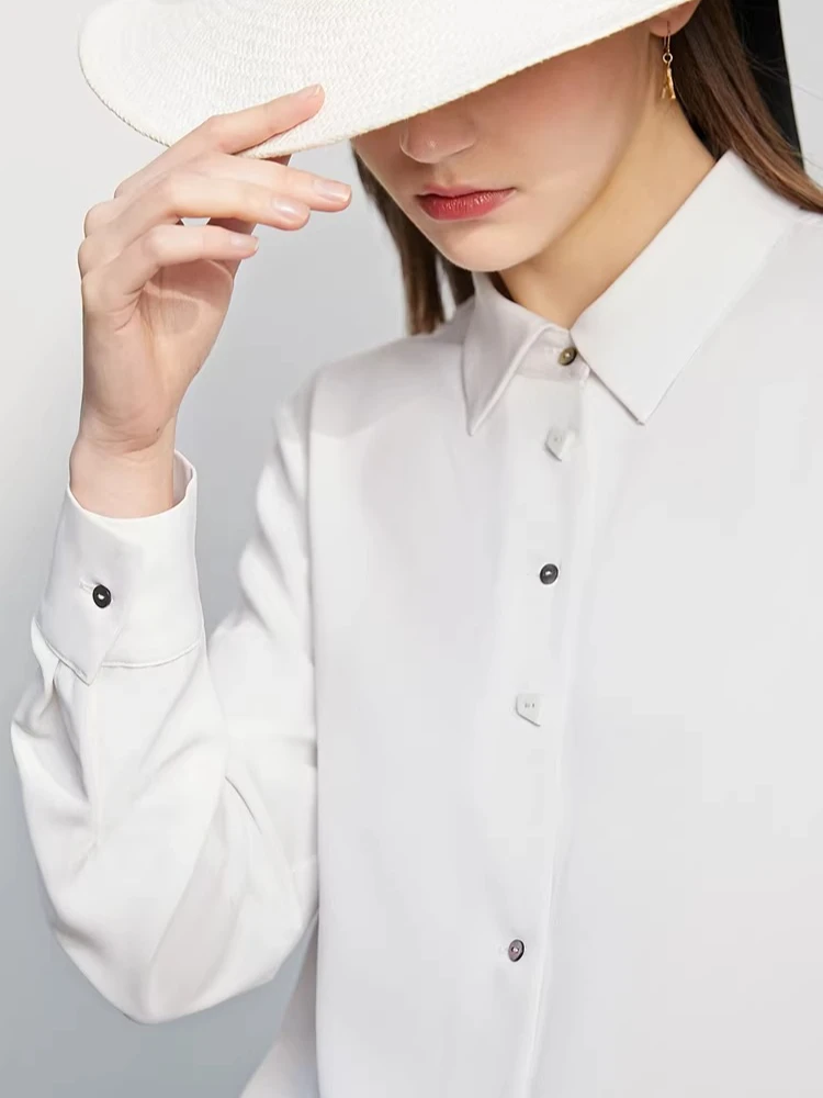 

Amii Women Shirts 2026 Spring New Lapel Collar Geometric Button Contrast Blouse Loose Fit Elegant Office Top for Female 12621102