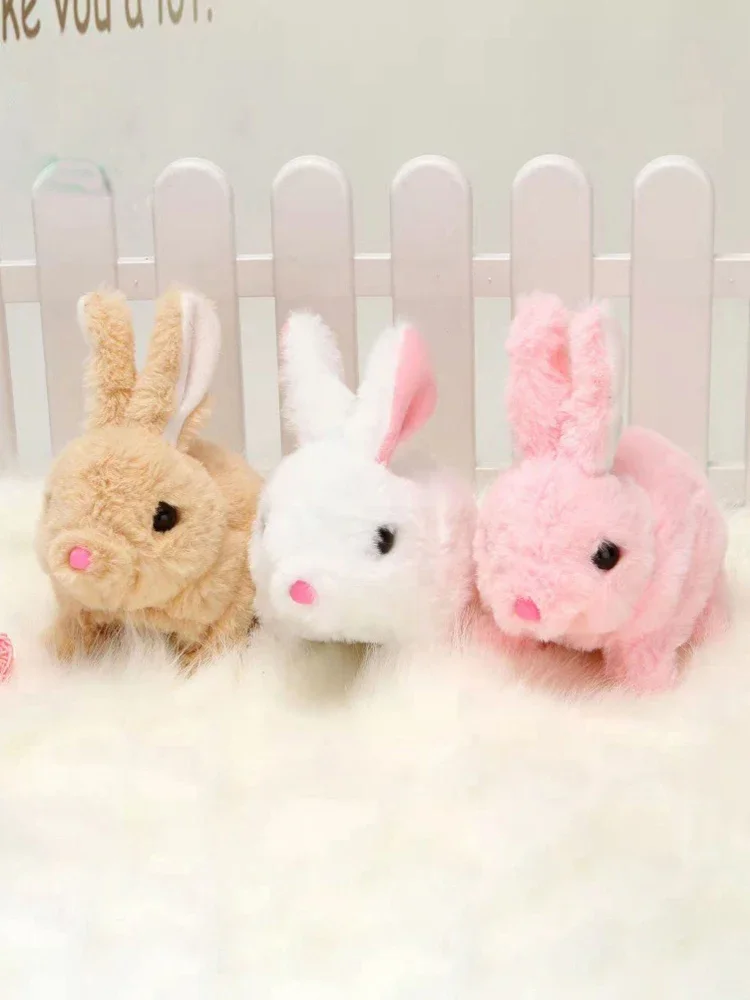 Electronic Plush Rabbit Toy Robot Bunny Walking Jumping Running Animal Shake Ears Cute Electric Pet for Kids Birthday Gifts