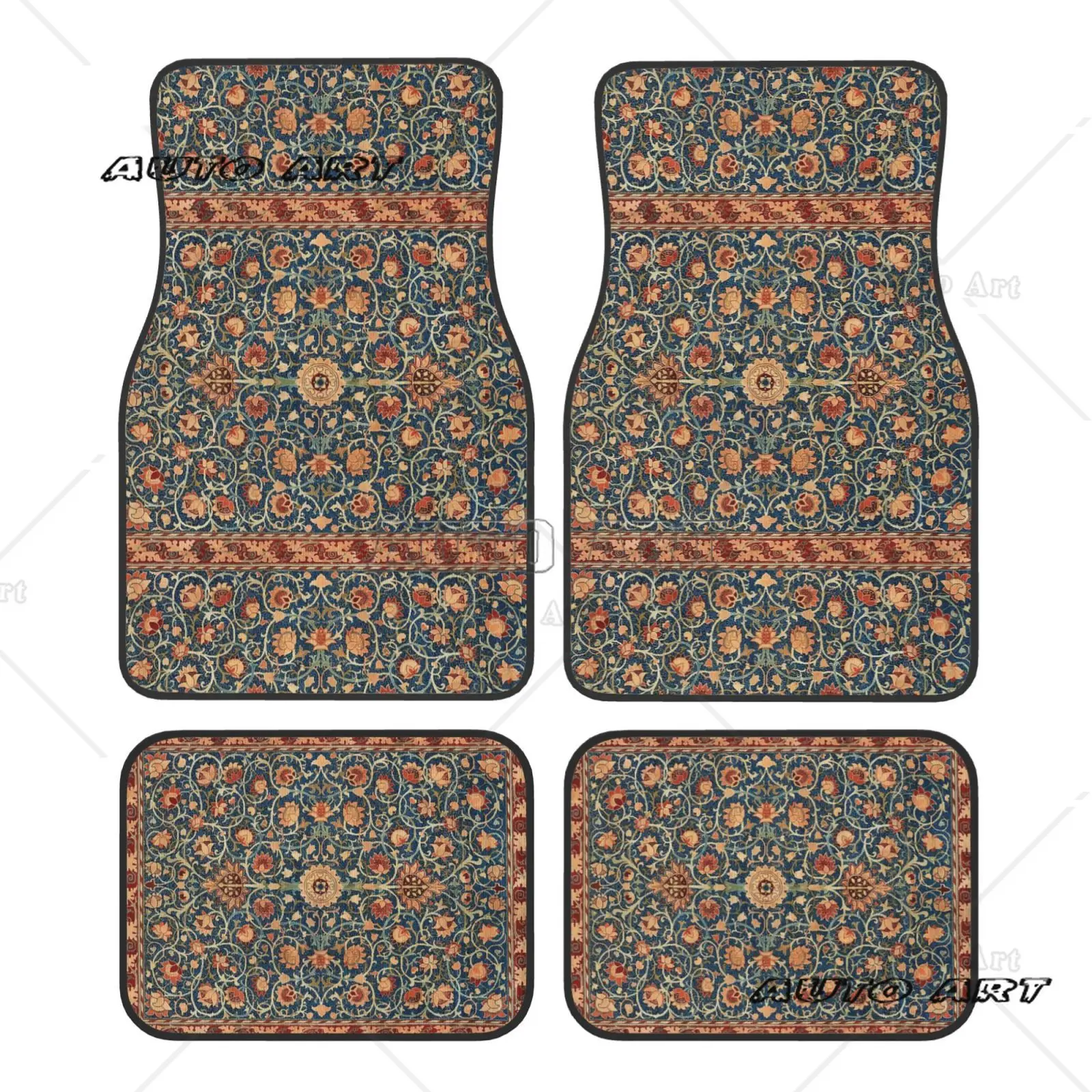 

Автомобильные коврики Holland Park William Morris с узором, водонепроницаемые, резиновые, 4 шт., нескользящие, для пола автомобиля