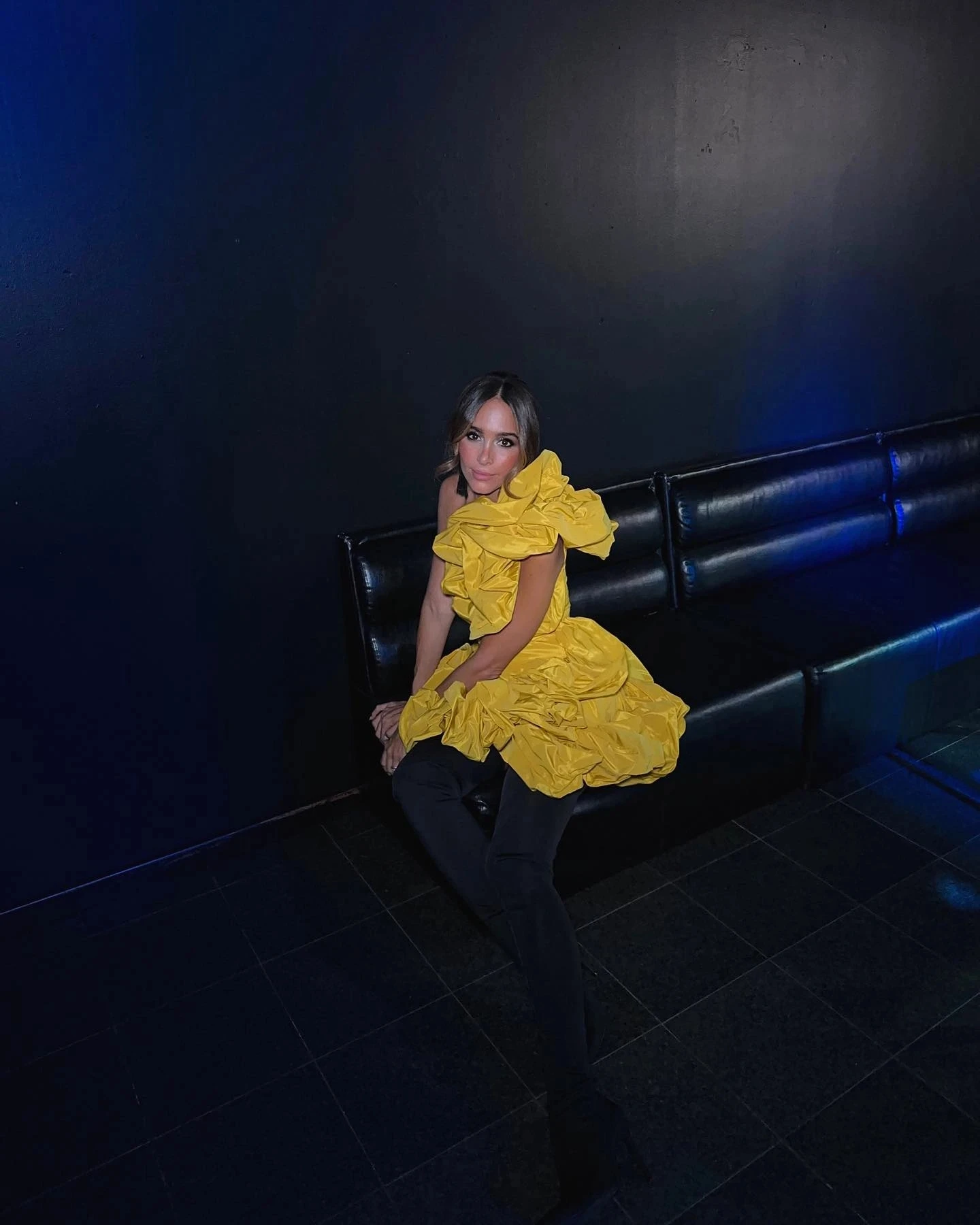 Floral Lemom Yellow Party Dresses Ruffled Flowers Prom Gowns Short Layered One Shoulder Sexy Prom Gowns Above Knee Length