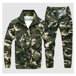 Camouflage overalls men zipper jacket striaght pants Wear-resistant tracksuits outdoor mens set camo suits 2 piece set work suit