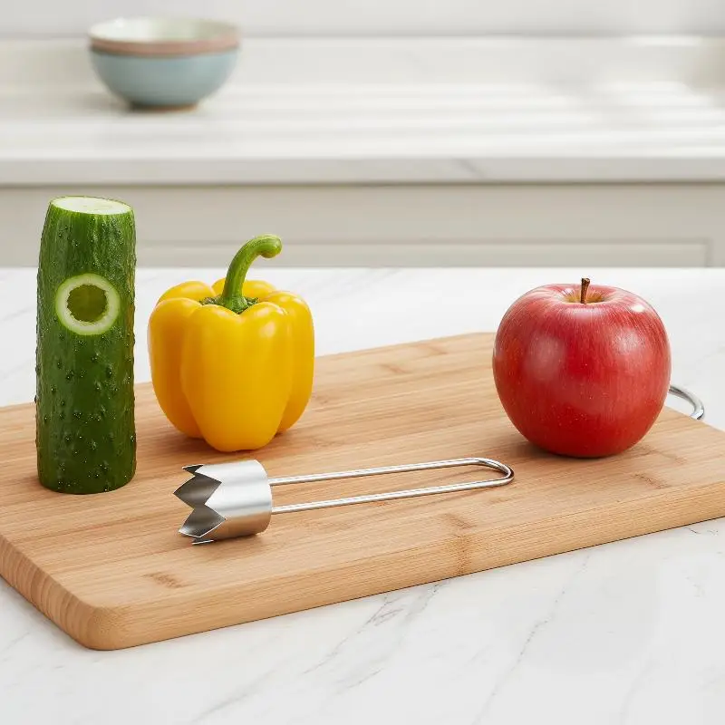 

〔20E〕|Rust-Proof Stainless Steel Fruit Pitter Easy Grip Handle Corer Tool for Pepper Tomato Home Baking〔25〕