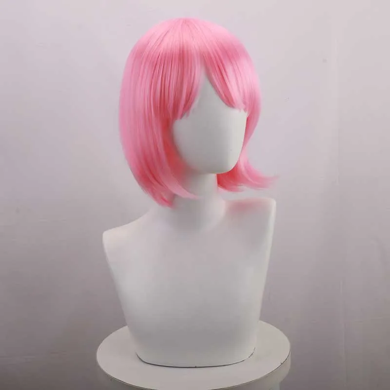Parrucca Bob rosa stile universale Parrucca anime Parrucca cosplay in rete interna rosa di seta ad alta temperatura