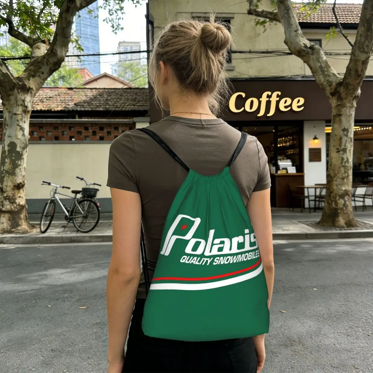 Polaris Logo Backpacks Casual Drawstring Bundle Pocket Shoes Bag Book Bags for Travel School