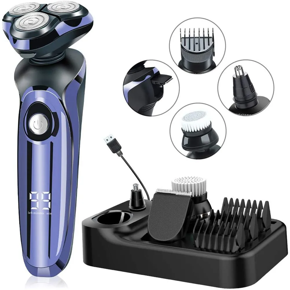 MOTAWISH-Barbeador elétrico masculino, impermeável, de dupla utilização, recarregável, máquina de barbear, aparador de pêlos para nariz e orelha,