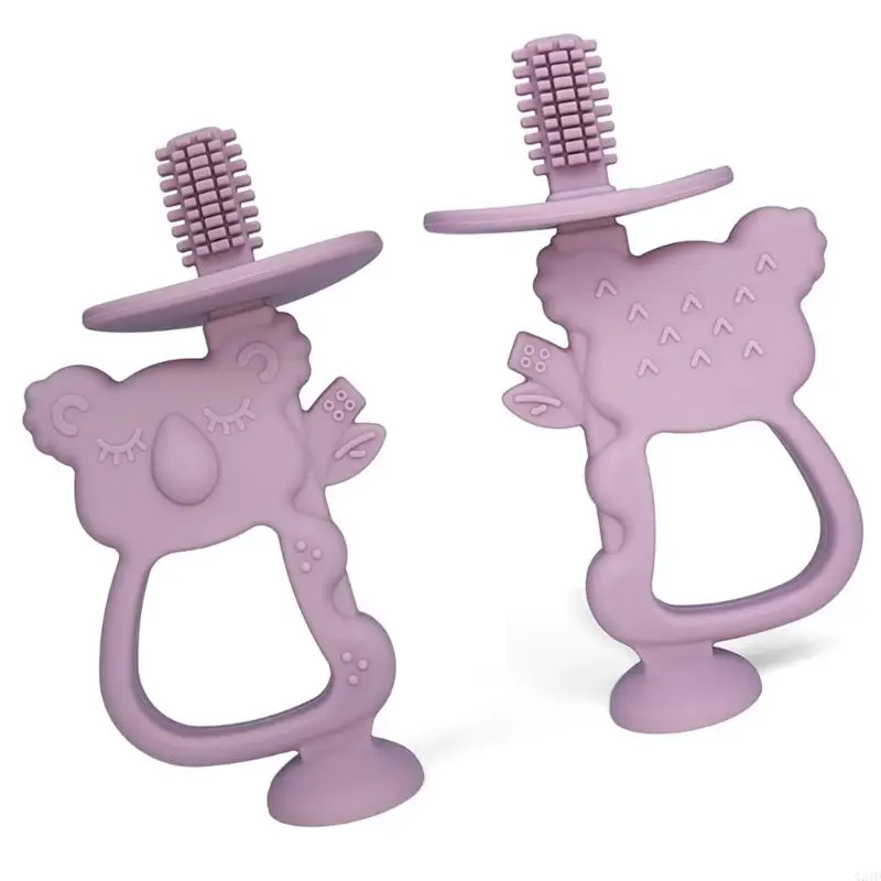 G2TD 360 Degree Baby Toothbrush with Suction Base Baby Teething Toy Koala Shaped Training Toothbrush Teethers Chewing Toy