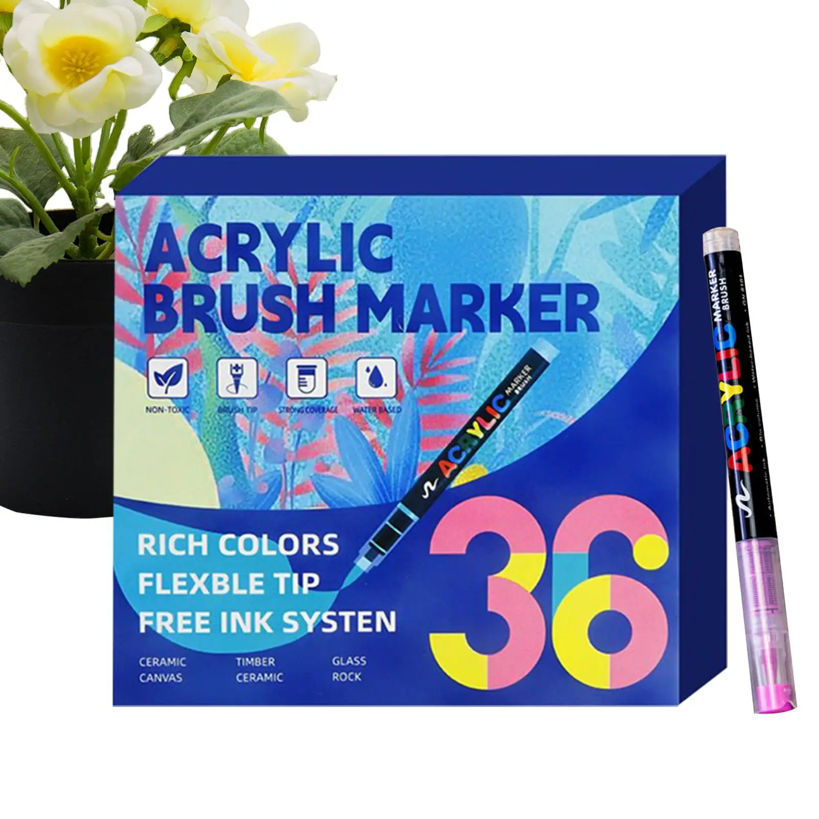 

Acrylic Markers Brush Tip Multi-Color Soft Writing Supplies Acrylic Paint Markers Set For Kids Adults Party Thanksgiving School