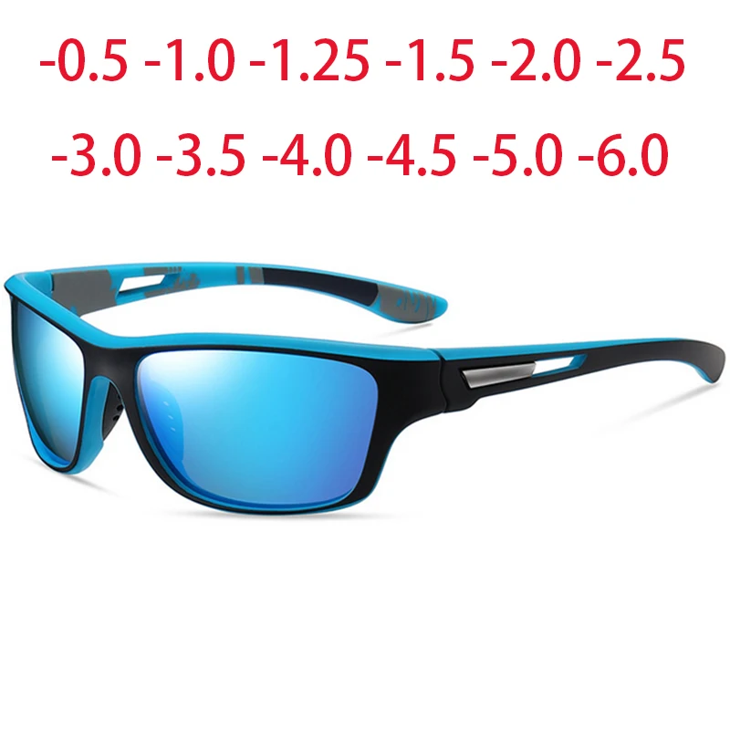 New Outdoor Sport Driving Myopia Sunglasses Men Polarized Anti-Glare Windbreak Prescription Sun Glasses 0 -0.5 -0.75 To -5.0