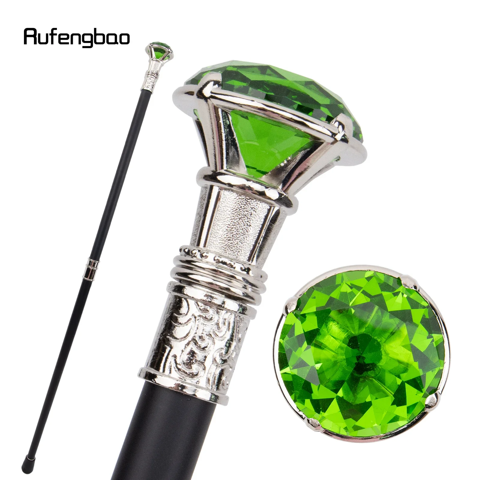 Green Diamond Type White Walking Stick Fashion Decorative Cane For Halloween For Cosplay And Parties, For Cosplay & Party