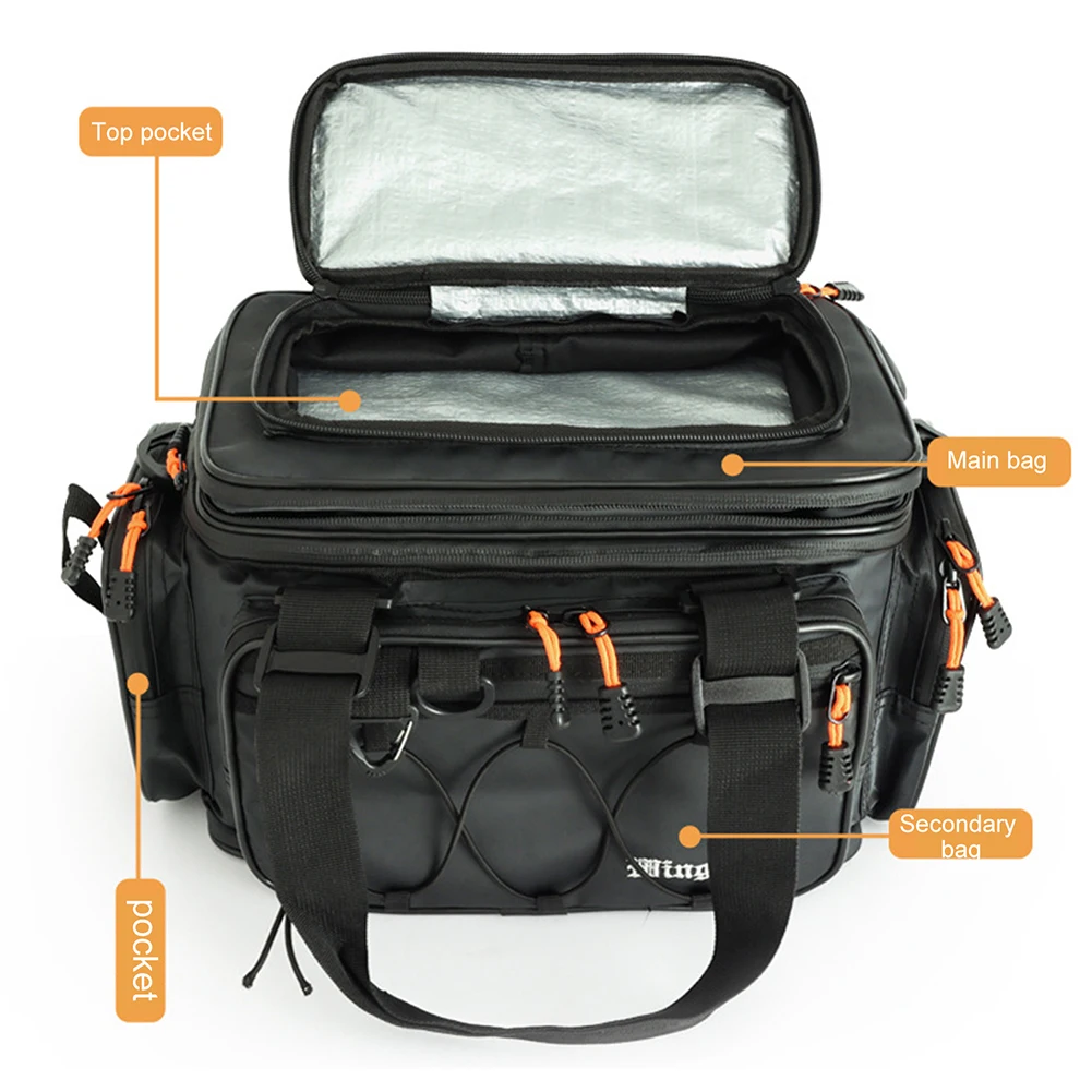 Angeltaschen, Angelgeräte-Boxen mit großem Fassungsvermögen, Umhängetasche mit mehreren Taschen, kratzfest, verschleißfest, für Outdoor-Wanderungen – Detail 8