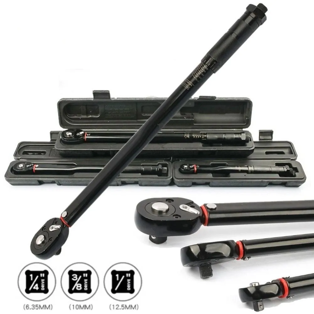 

1/2" 3/8"1/4" Drive Torque Wrench 5-25Nm 19-110Nm 40-210Nm Strength Ratchet Wrench Chrome Vanadium Steel Durbility