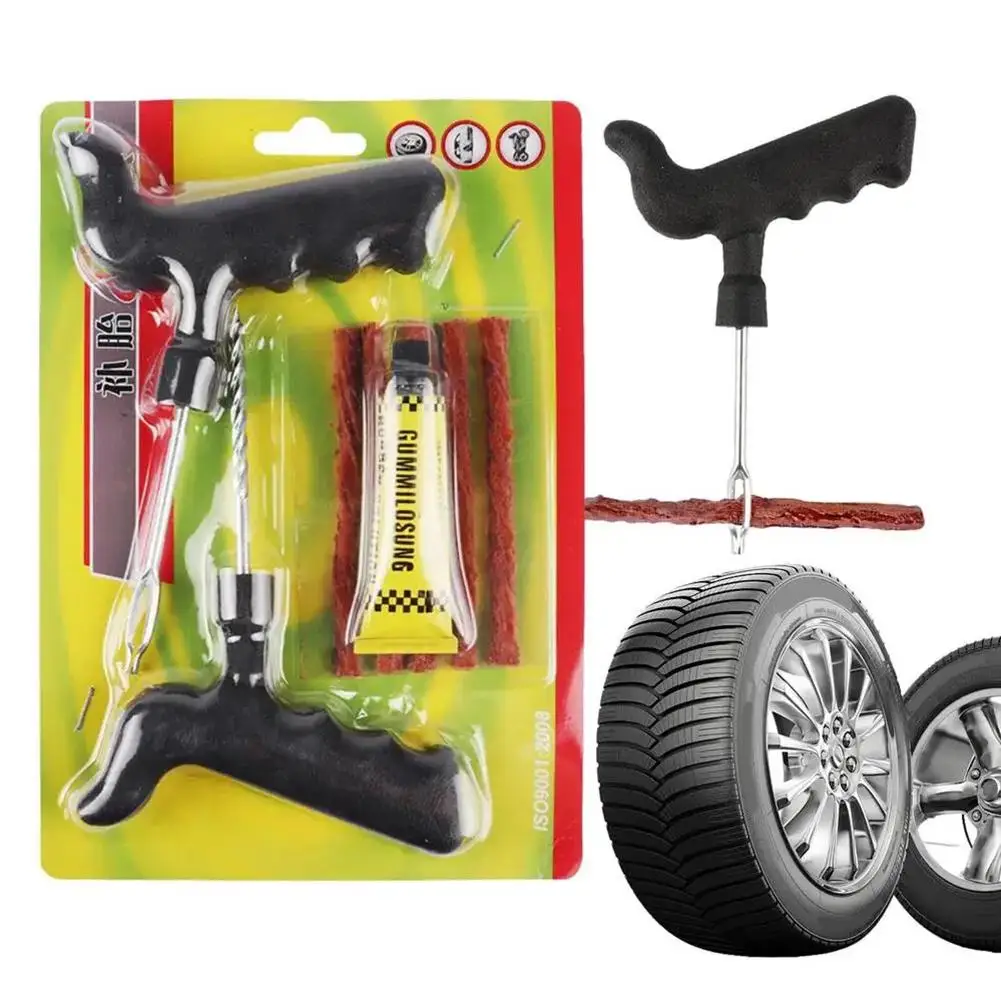 

Car Tire Repair Tools Kit with Rubber Strips Tubeless Tyre Puncture Studding Plug Set Auto Motorcycle Bike Garage Repair Tools