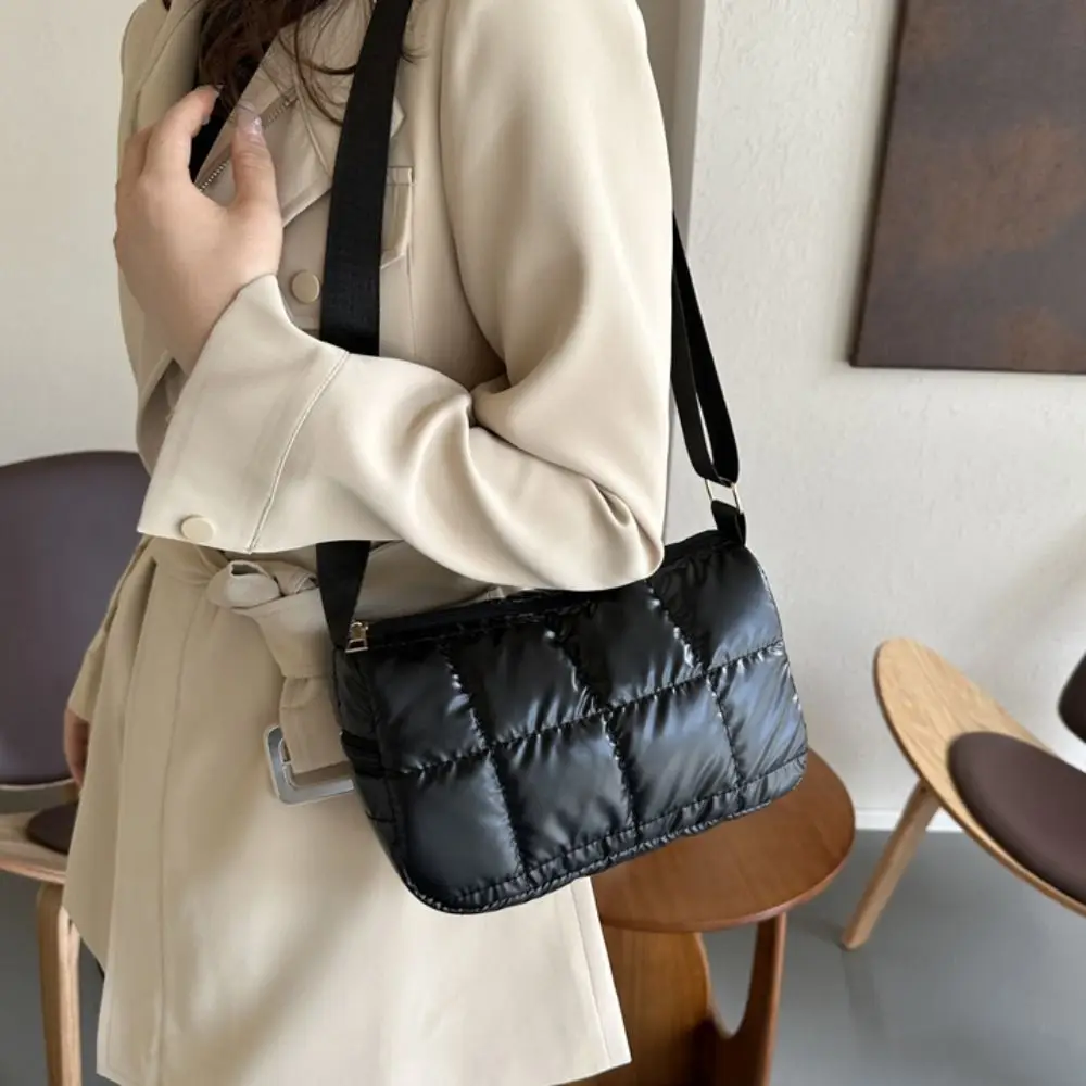 حقيبة كروس من القطن الشبكي، حقيبة كتف مبطنة بطيات أكسفورد، لون سادة، حقيبة كروس مبطنة خفيفة الوزن يوميًا #2