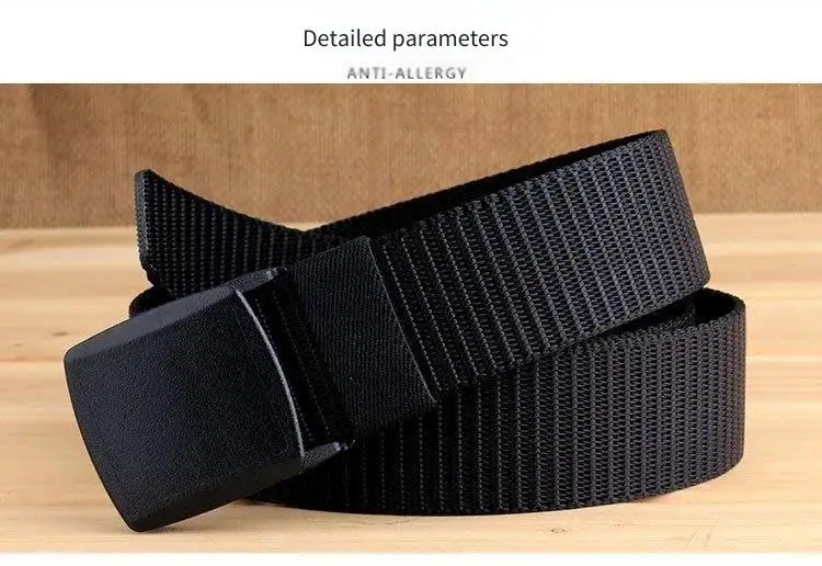 Hochwertiger Gürtel mit automatischer Schnalle für Herren, Canvas, taktischer Gürtel, schwarz, Arbeitskleidung, Freizeit, Outdoor, Militärtraining, Hosengürtel für Herren – Detail 9