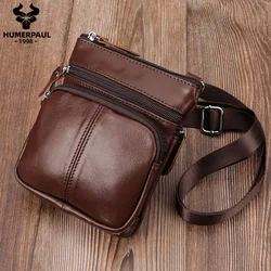 Bolso de Cuero 100% genuino para hombre, bandolera informal de viaje, Bolso pequeño de alta calidad