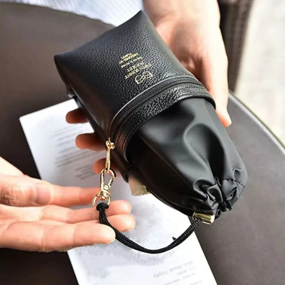 Portable Soft Leather Glasses Case Double Layer Drawstring Sunglasses Pouch Waterproof Zipper Eyewear Case Men