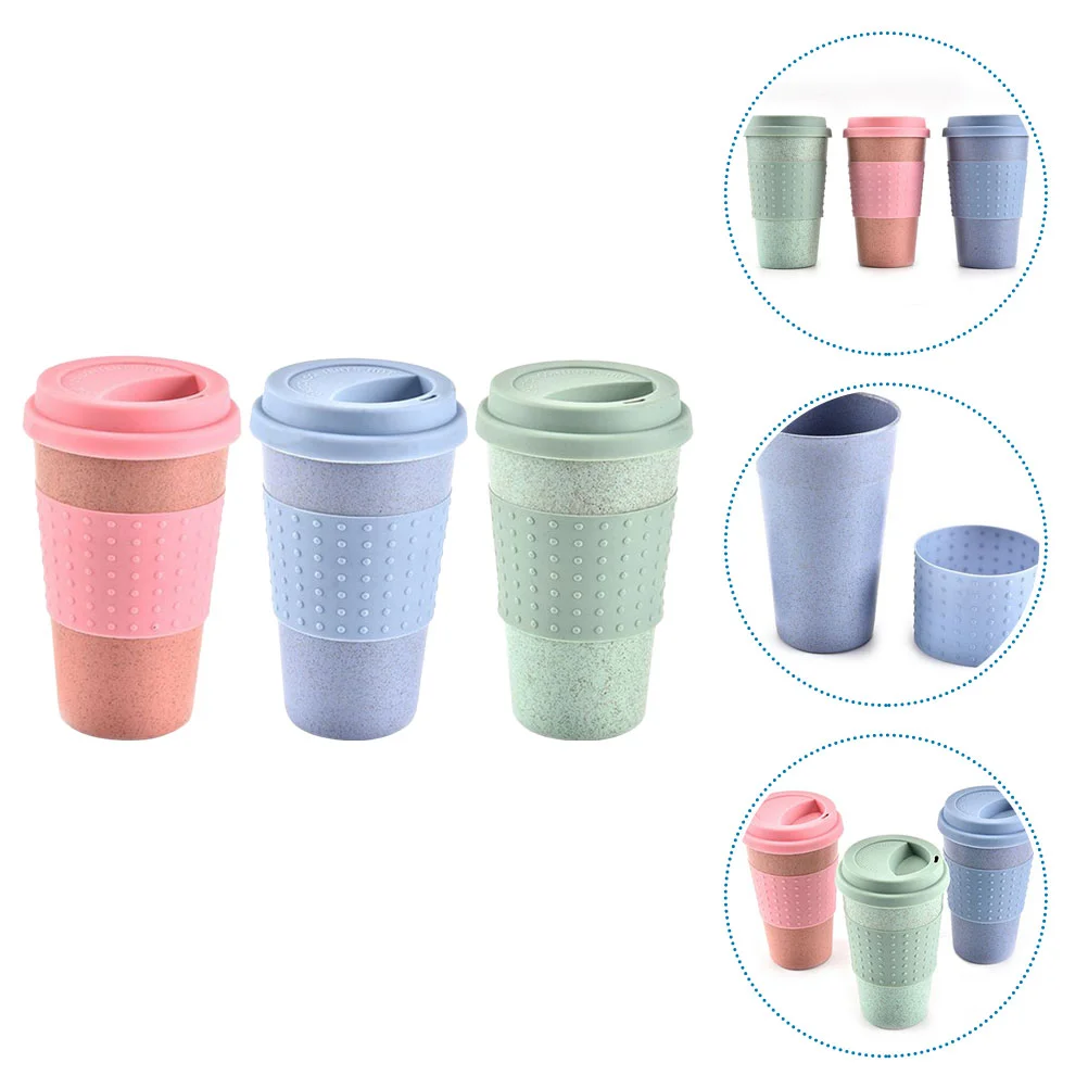 

3 Pcs Cup Reusable Cups Coffee Mug Drinking for Kitchen with Lid Tea Small Camping Plastic Water