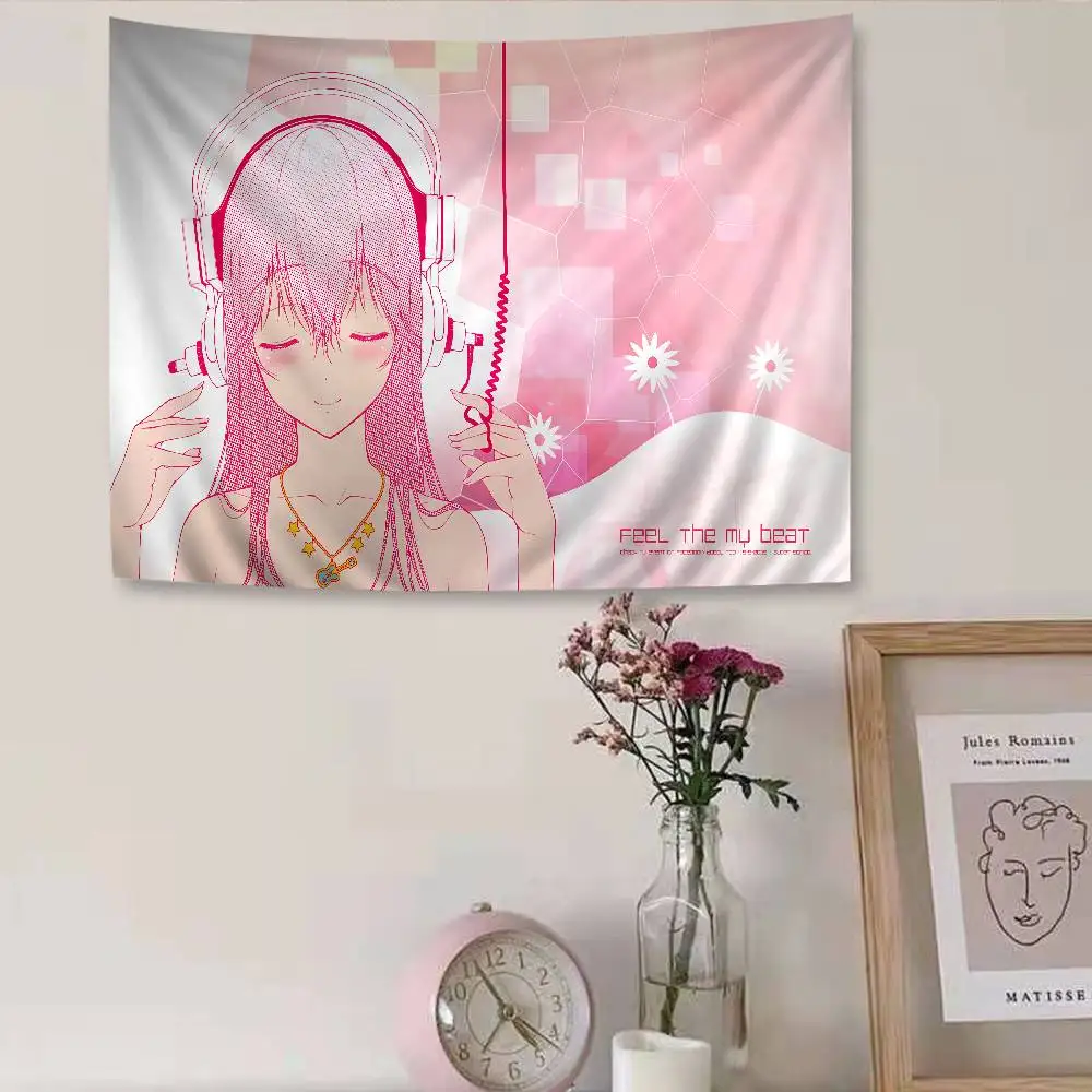 Super Sonico Manga Anime Printed Large Wall Tapestry Wall Hanging Decoration Household Decor Blanket