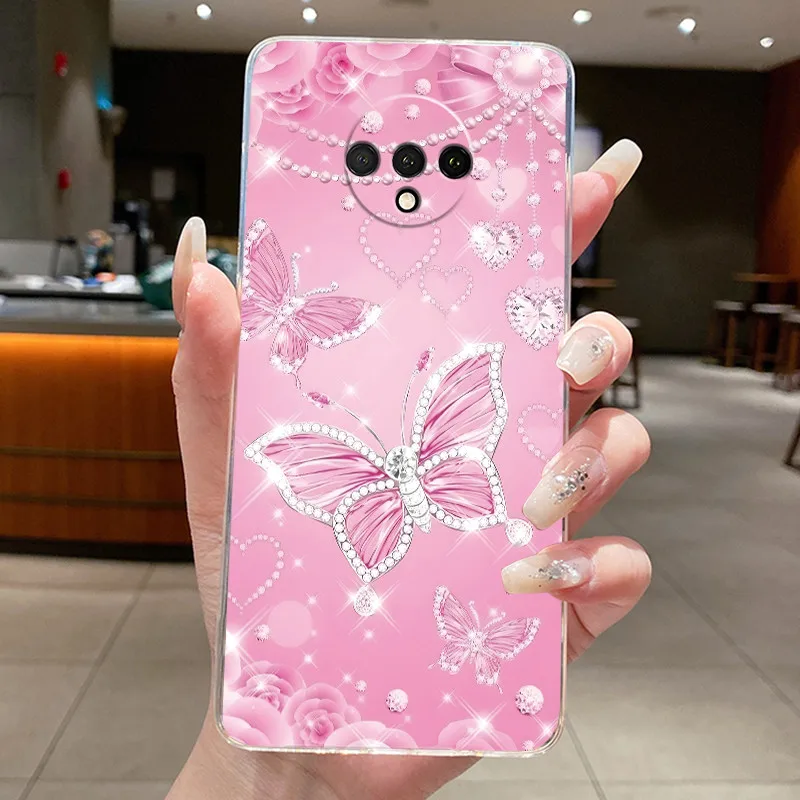 For OnePlus 7T Case Luxury Fashion Butterfly Flower Phone Cover Clear Soft TPU Silicone Jelly Casing For One Plus 7T 1+7T Bumper view 4